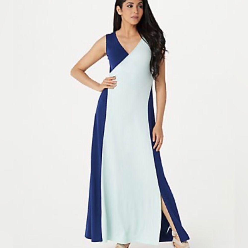 NWOT Du Jour Medium Teal and Blue Maxi Dress